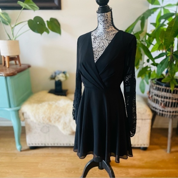 BCBGeneration Flirty Lace & Chiffon Mini Dress, Size 6 - Picture 2 of 9